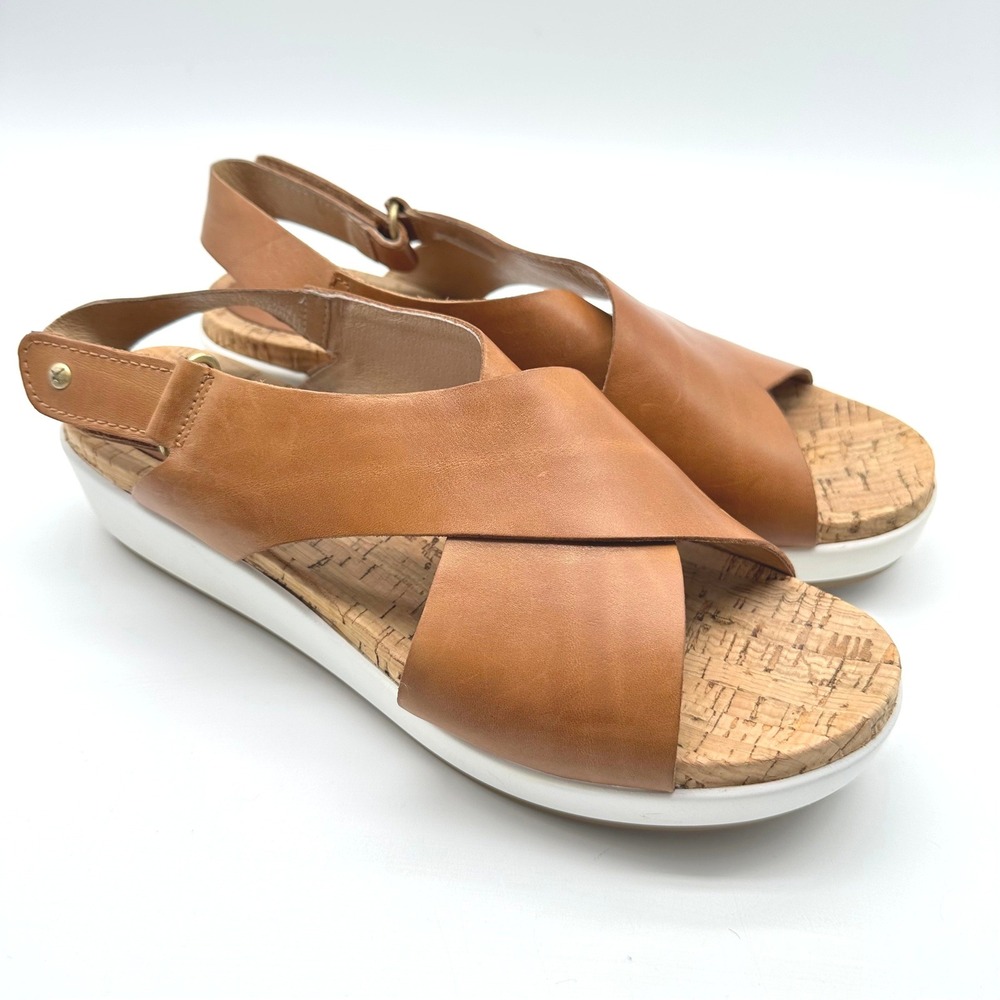Pikolinos Mykonos Brandy Women Leather Crossover Wedge Sandals Cork 10.5-11/41EU